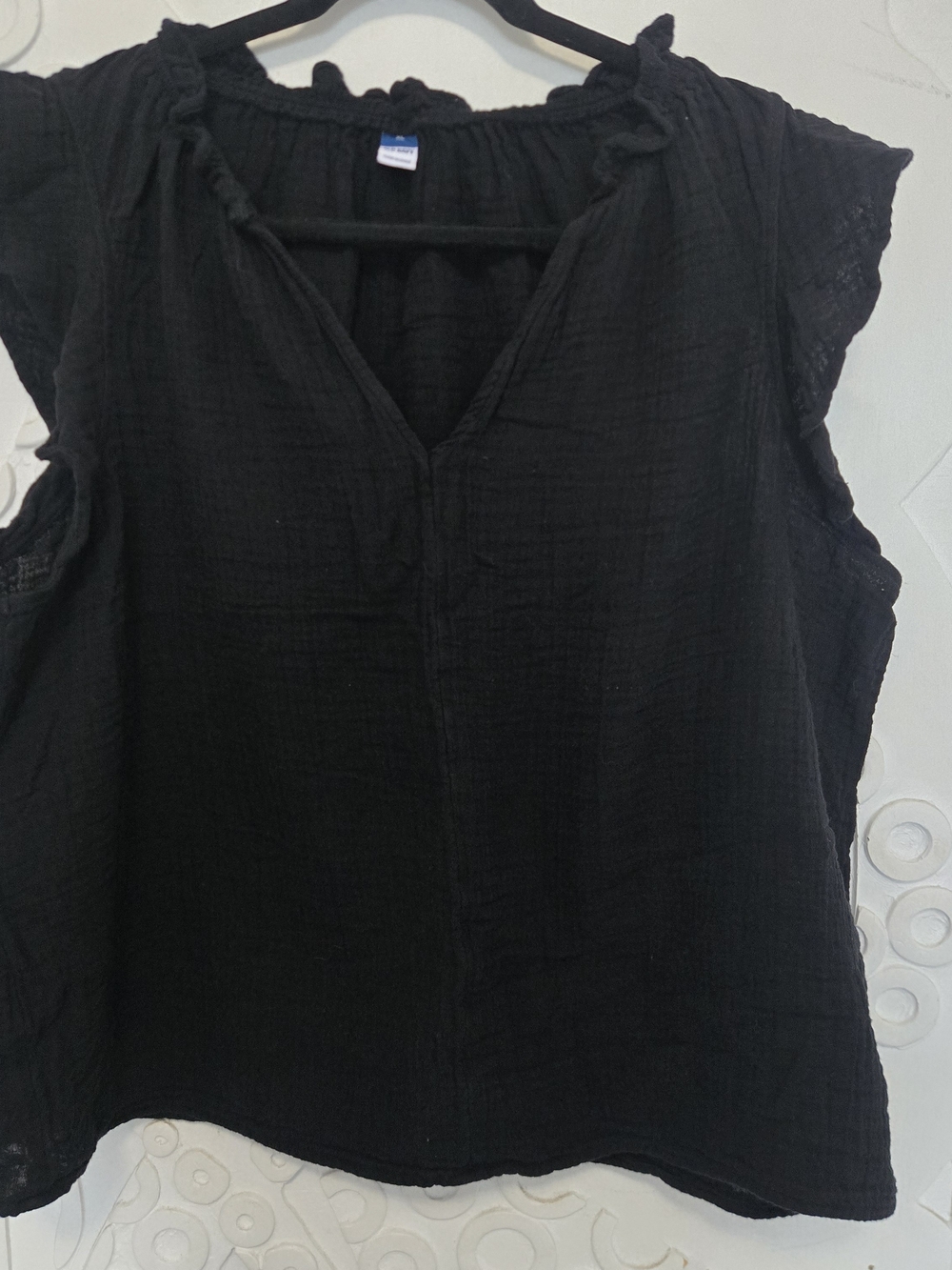 Old Navy Black Gauze Peasant Tunic Top